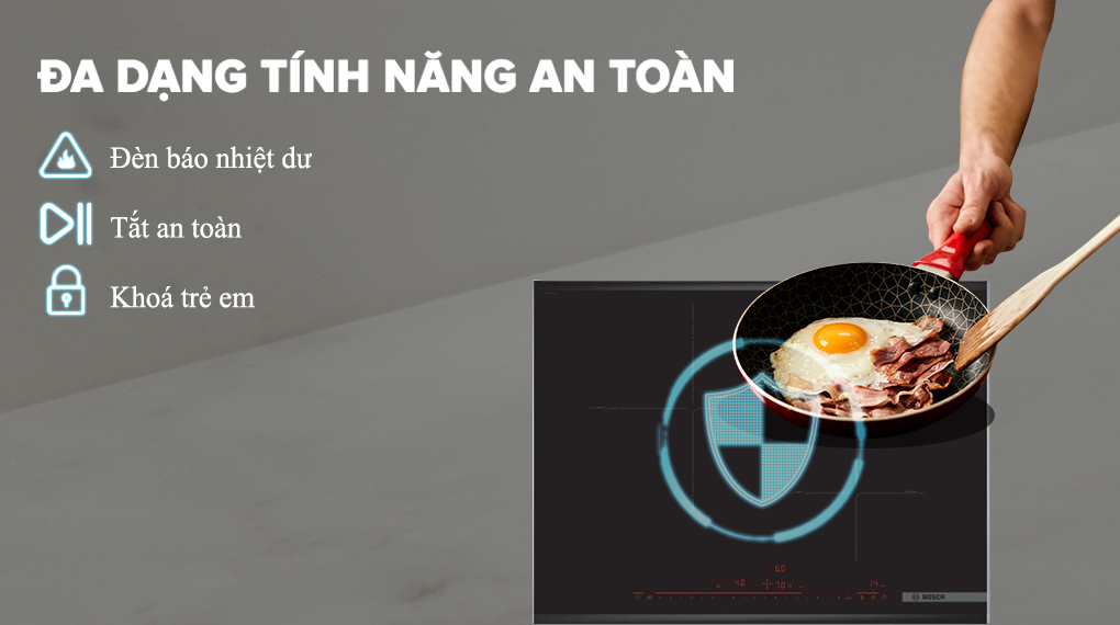 Bếp Từ 3 Vùng Nấu Bosch PID775DC1E Series 8 được trang bị tính năng an toàn