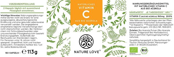 Viên Nang Nature Love Vitamin C Aus Bio Acerola 180 Viên-2