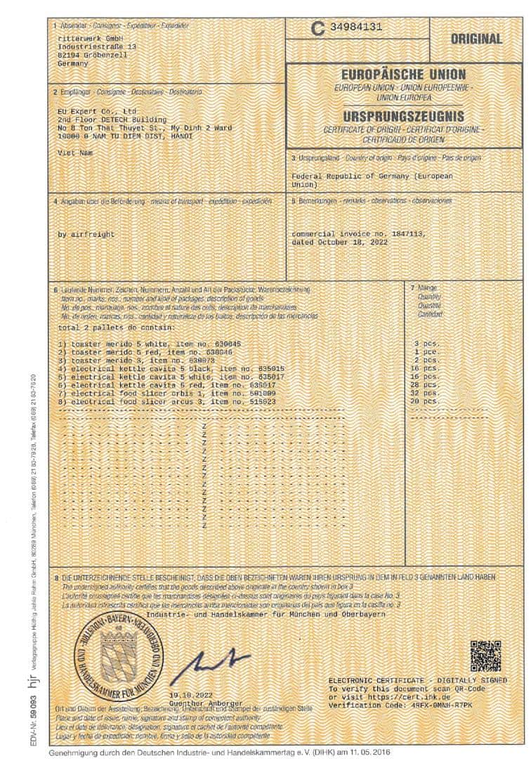 EU Expert Certificate of Origin page 0001