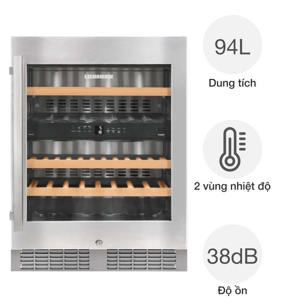 Tủ bảo quản rượu vang mini Liebherr UWTes 1672 Vinidor 34 chai âm tủ