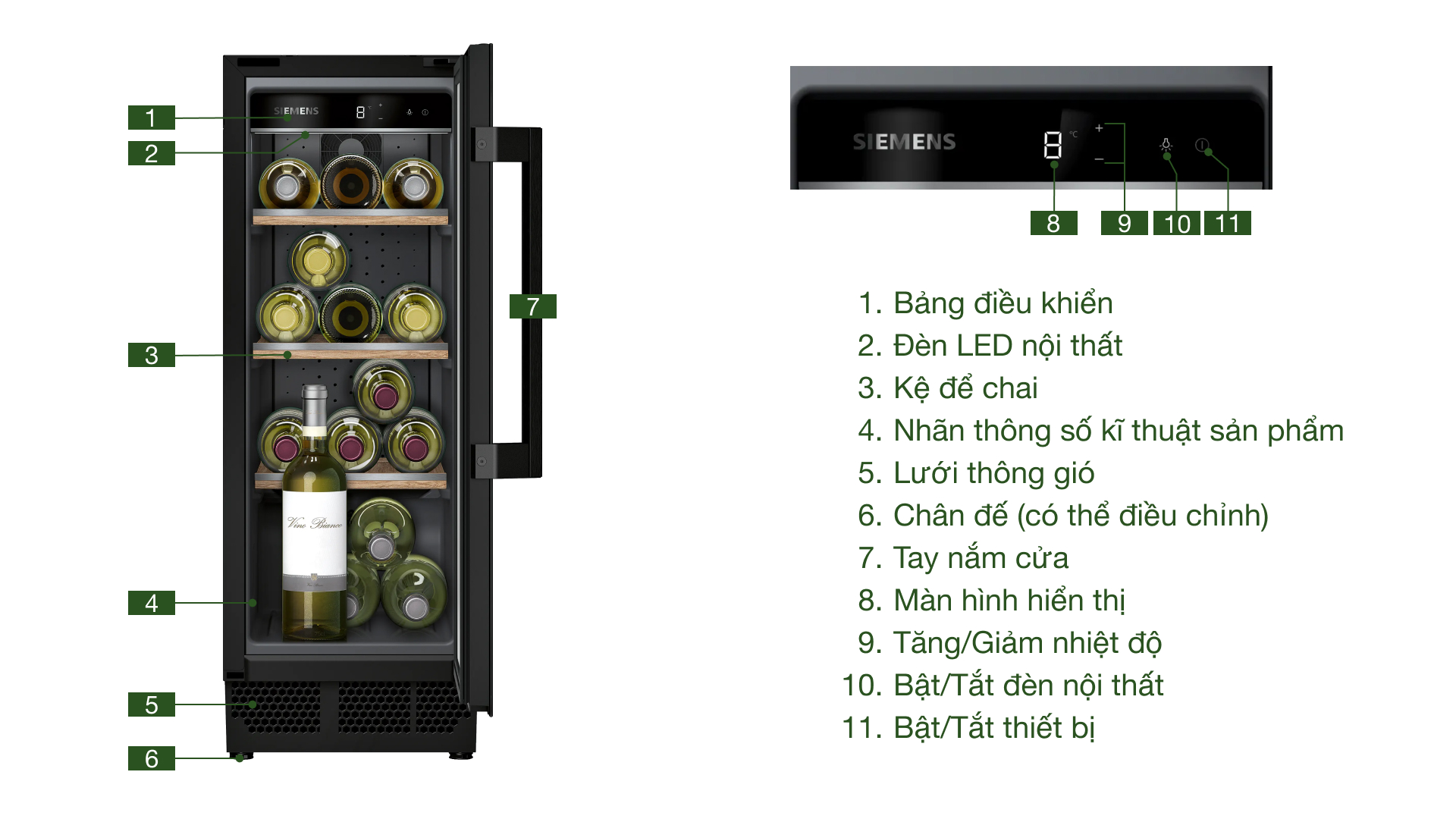 Tủ bảo quản rượu vang Siemens KU20WVHF0 iQ500 21 chai âm tủ