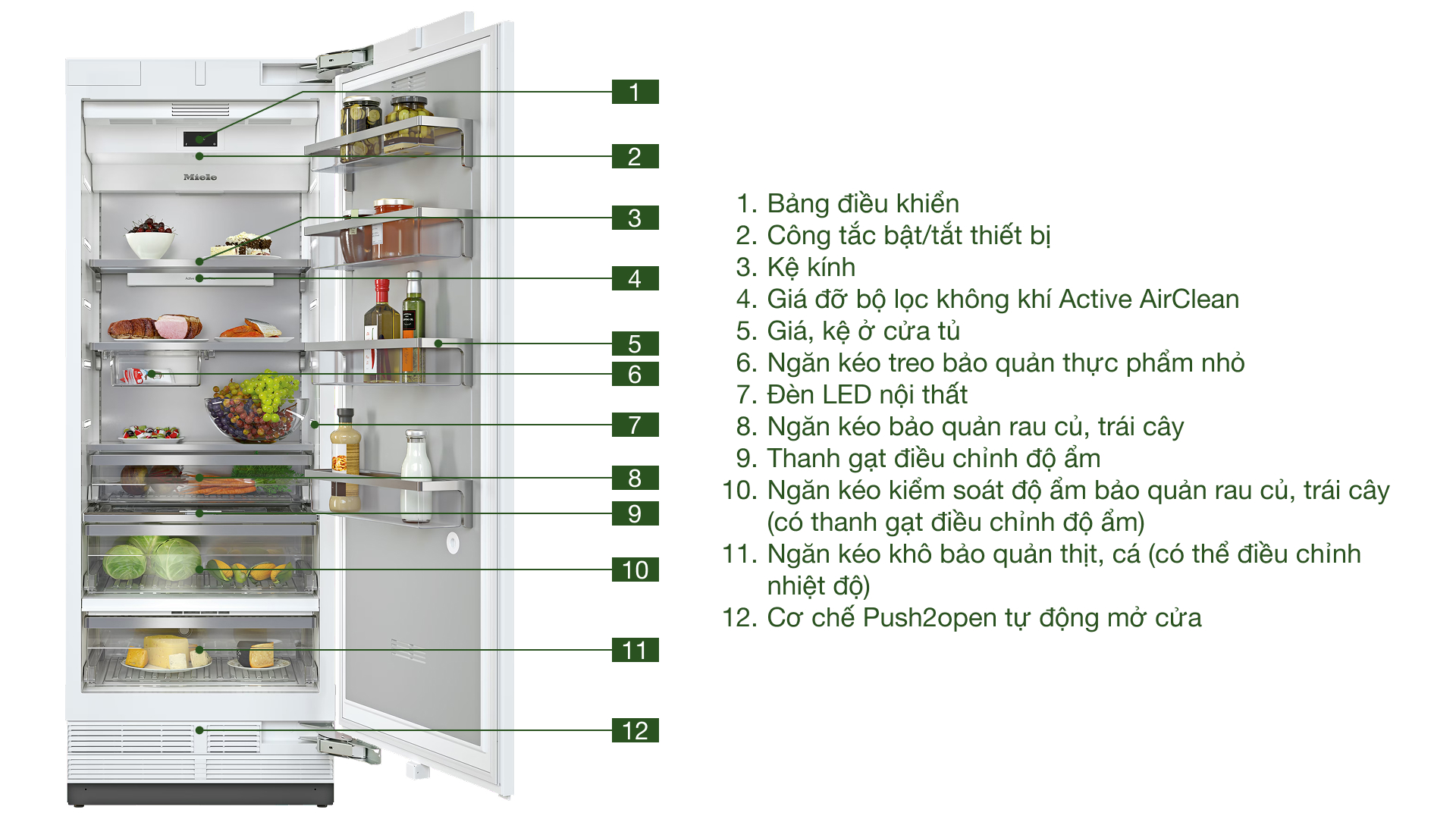 Tủ lạnh âm tủ Miele 475 lít K 2802 Vi MasterCool