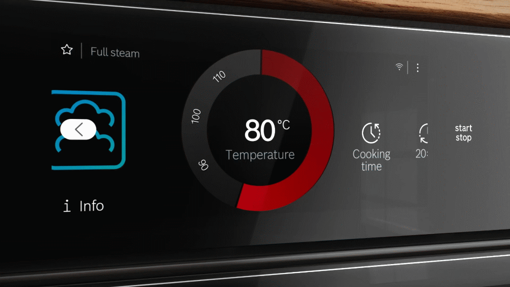 Lò nướng kèm vi sóng và bơm hơi nước Bosch HNG978QB1 Serie 8 âm tủ 22 Steam Plus 120 độ C trên lò Bosch HNG978QB1 Series 8