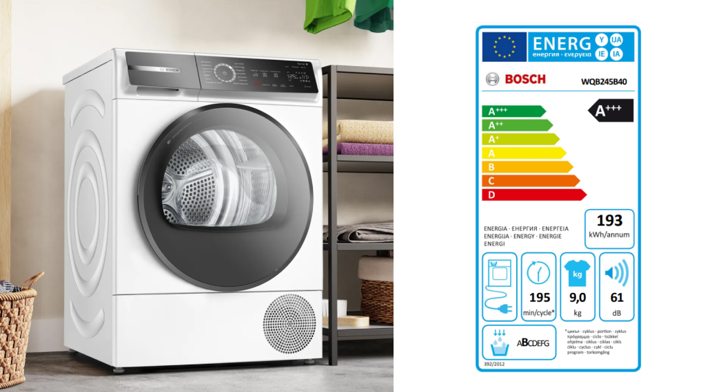 Máy sấy bơm nhiệt Bosch 9 kg WQB245B40 Series 8 tiết kiệm điện