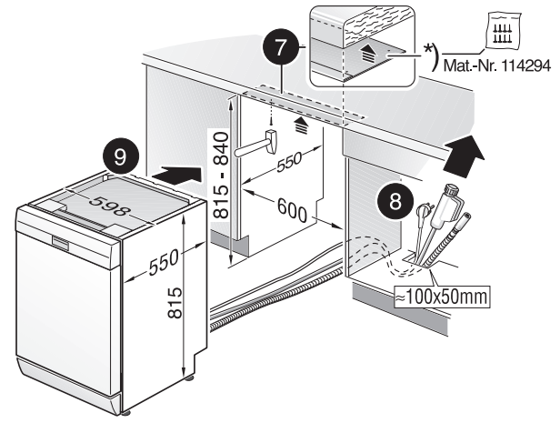 Kích thước lắp đặt máy rửa bát Bosch SMS6ZCI37Q Series 6 Độc Lập