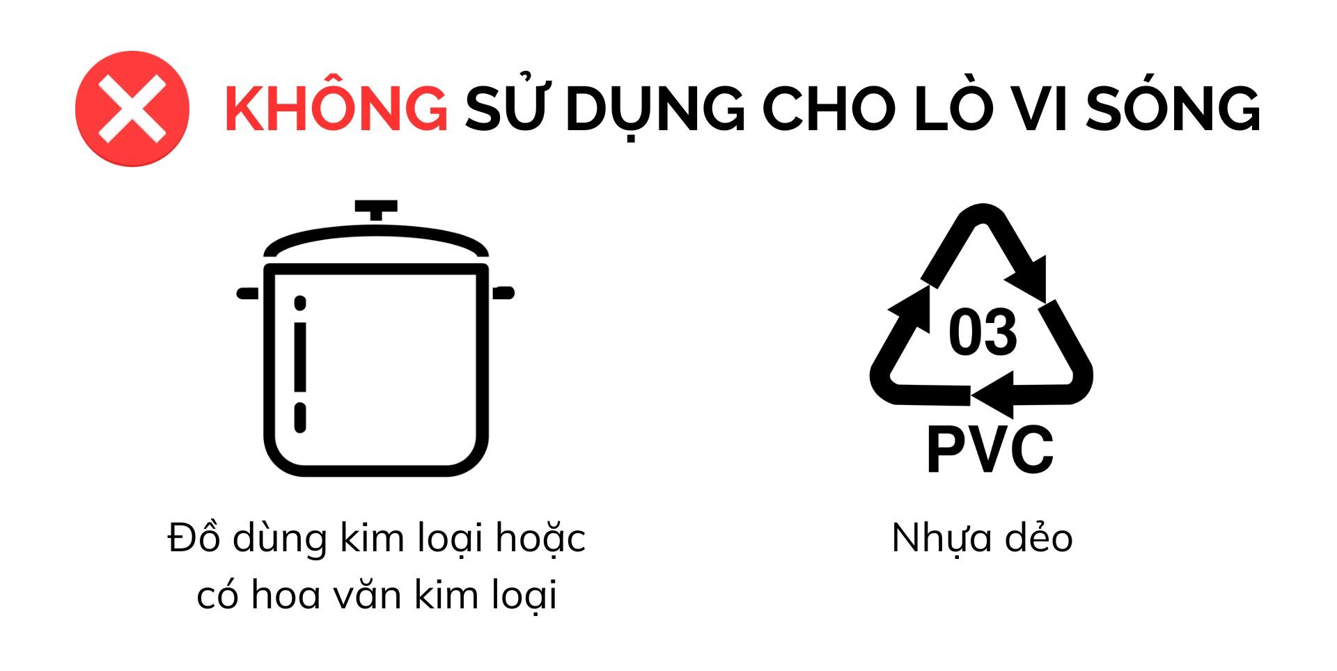 Những chất liệu không phù hợp với lò vi sóng kèm nướng SMEG Cortina MP722PO