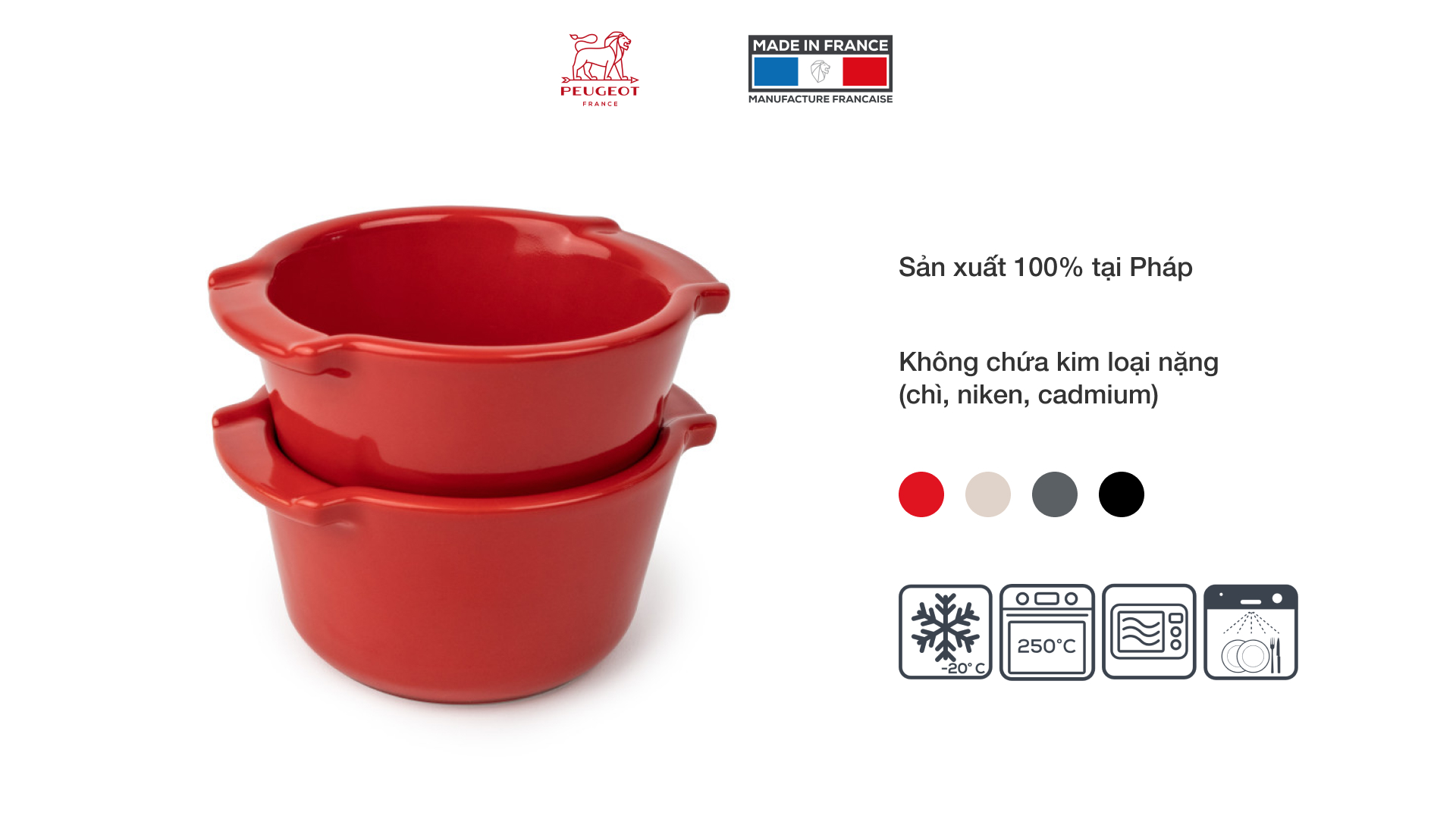 Bộ 2 khuôn nướng ramekin gốm Peugeot Appolia 11 cm