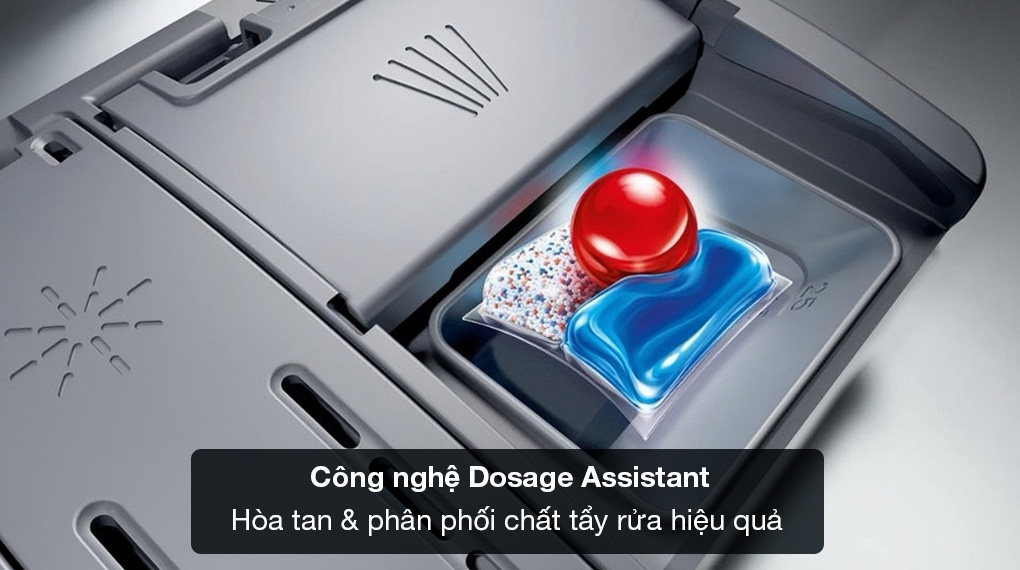 Máy rửa bát độc lập Bosch SMS6ECW07E Serie 6 - Hệ thống phân phối chất tẩy rửa Dossage Assistant hòa tan, phân phối chất tẩy rửa hiệu quả