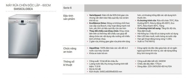 Máy rửa bát Bosch với nhiều chương trình rửa đa dạng, phù hợp cho mọi nhu cầu.