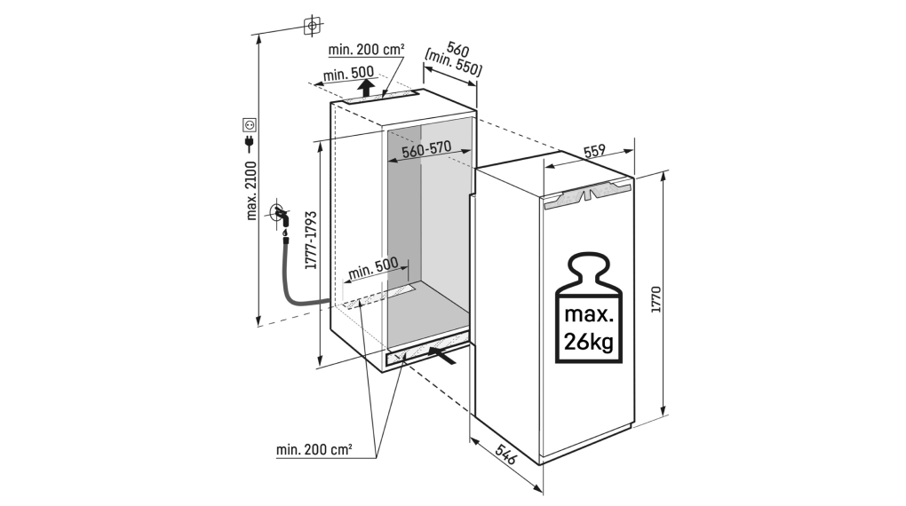 Tủ lạnh âm tủ Liebherr 296 lít IRBAd 5190 Peak BioFresh