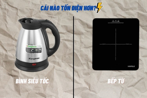 Ấm siêu tốc tốn ít điện hơn bếp từ