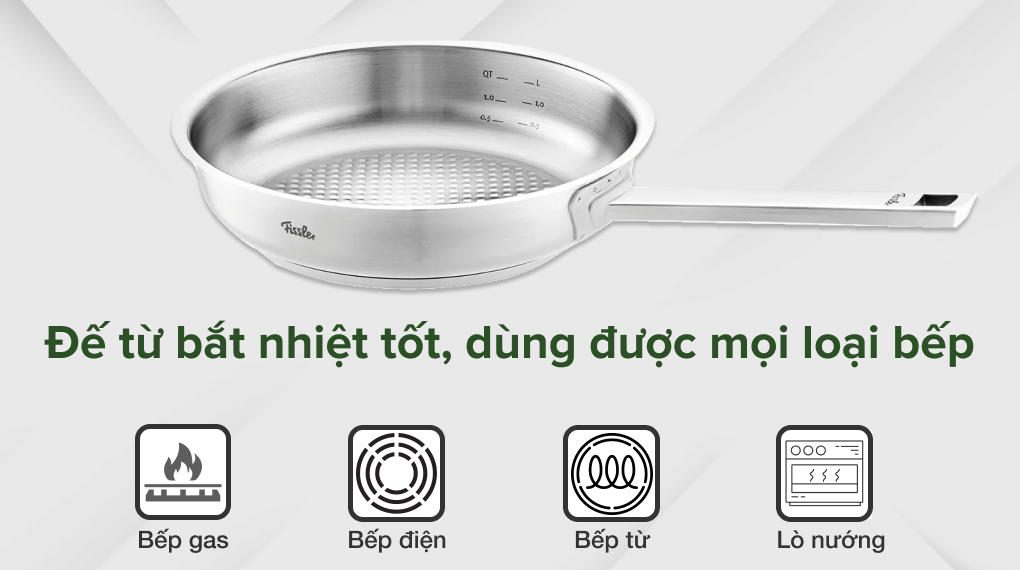 Chảo inox Fissler 086-374-24-100/0 Pure - Phù hợp với mọi loại bếp, kể cả lò nướng chao inox fissler 084 378 24 100 0 10