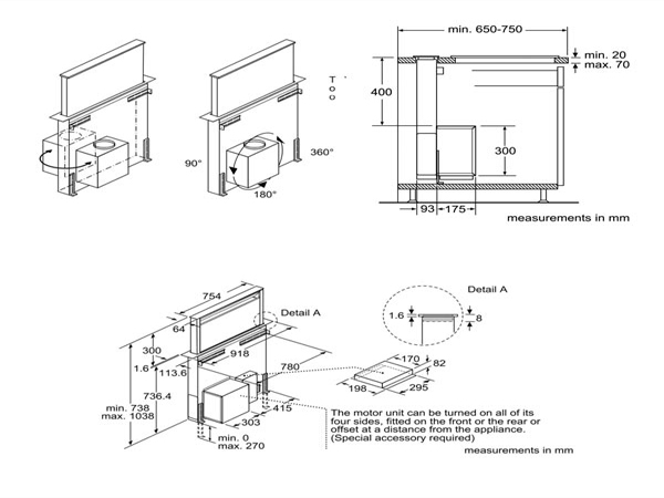 Kích thước tiêu chuẩn của máy hút mùi âm bàn