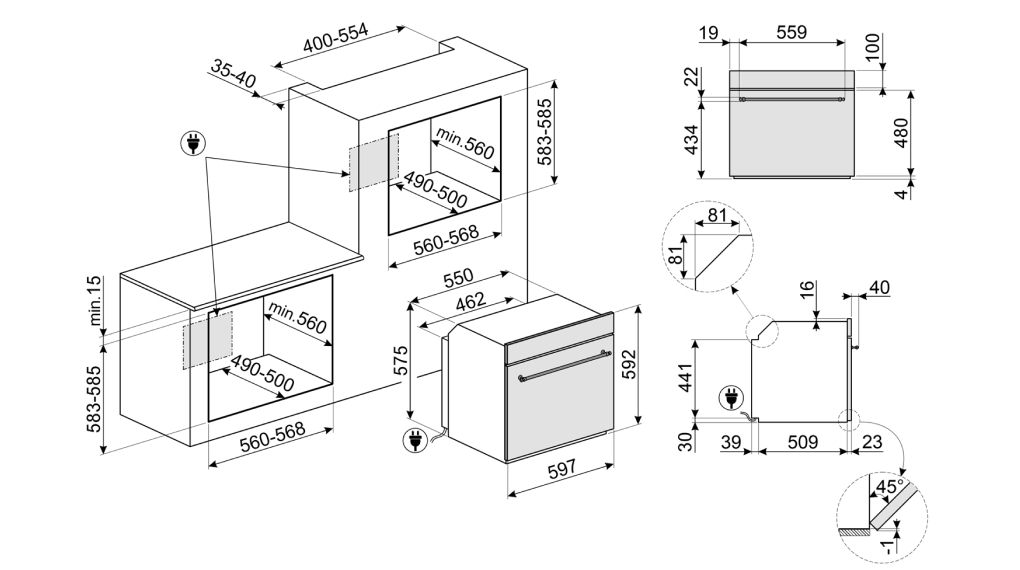 Lò nướng Smeg Coloniale SFP805 âm tủ