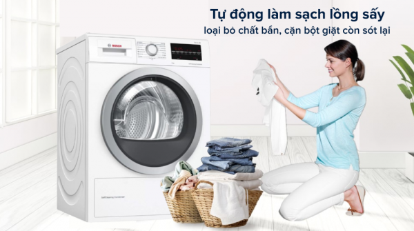 Máy sấy quần áo Bosch WTW85400SG Serie 6 được trang bị hệ thống dây nối đất an toàn