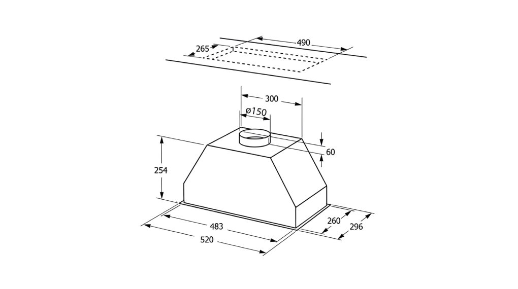 Máy hút mùi âm tủ Rosières RHG580/1IN/1