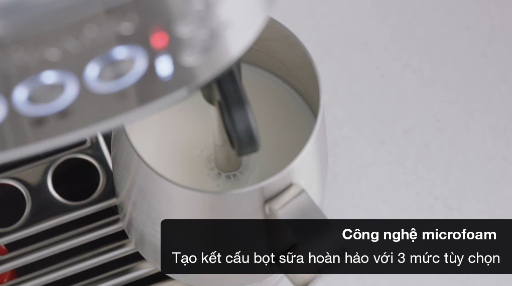 Máy pha cafe bán tự động Breville BES500 the Bambino™ Plus-Tùy chỉnh kết cấu bọt sữa cùng công nghệ microfoam đặc biệt