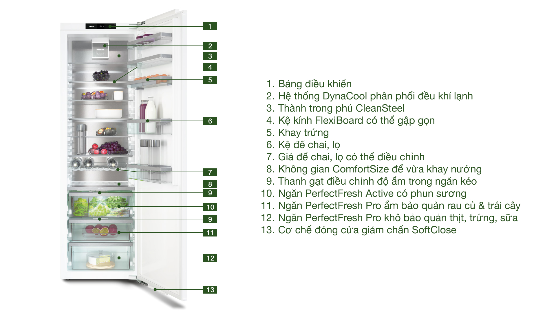 Tủ lạnh âm tủ Miele 296 lít K 7777C PerfectFresh Active