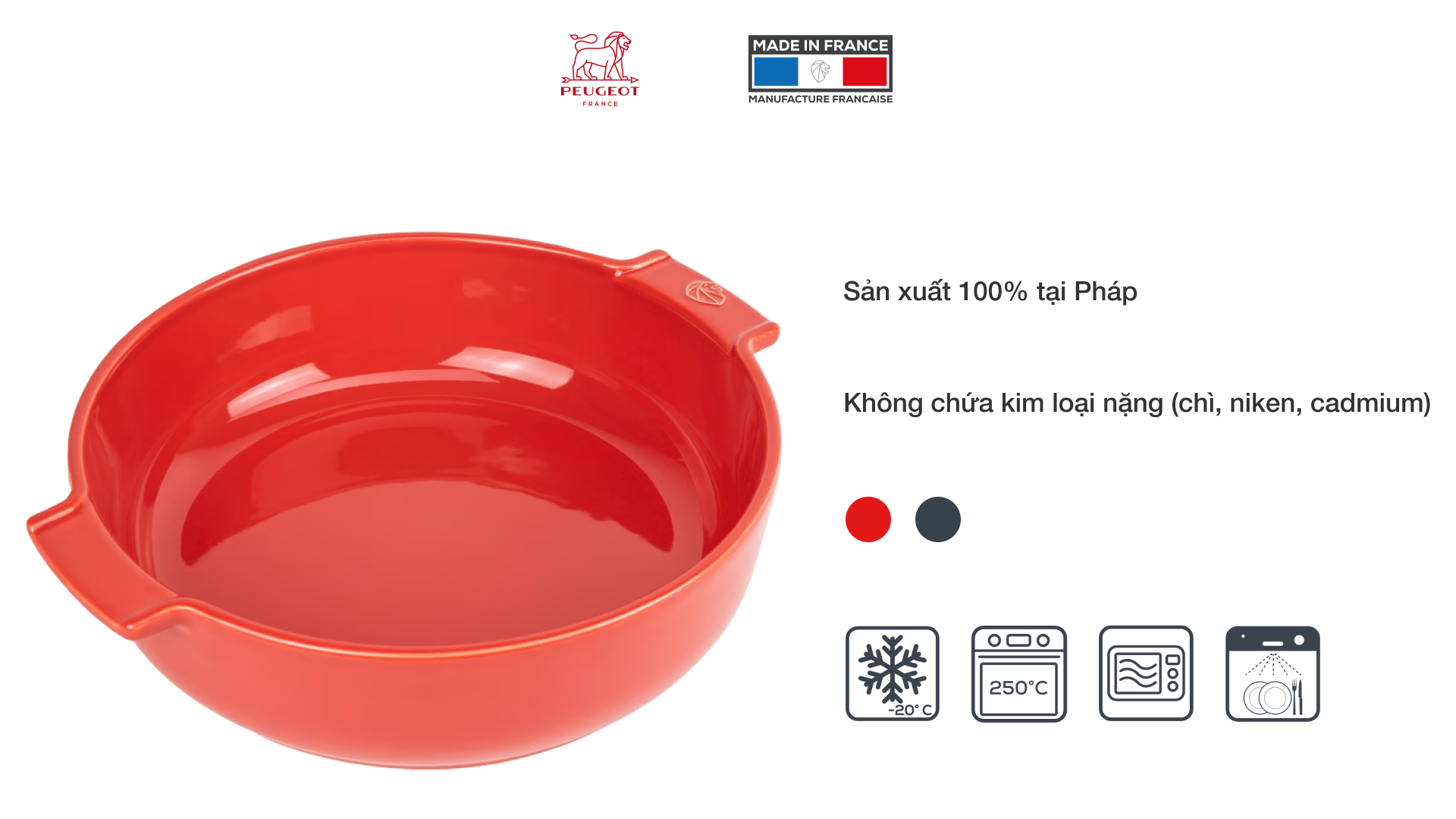 Khay nướng tròn gốm Peugeot Appolia 23 cm