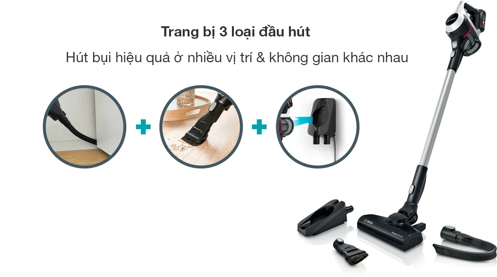 Máy hút bụi không dây Bosch BCS61113 Unlimited 6-Trang bị 3 loại đầu hút