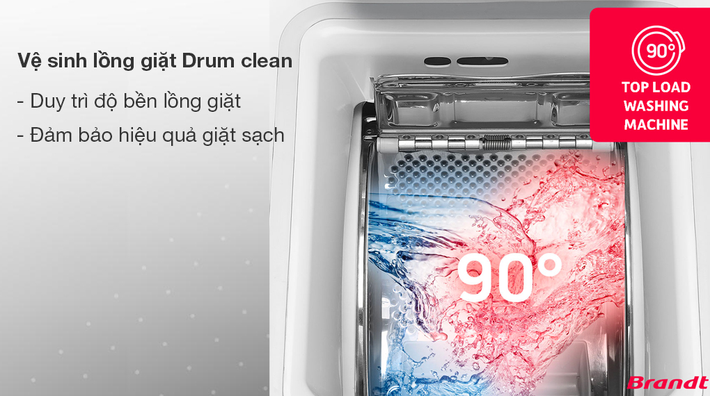 Máy giặt Brandt 12 kg WFB124QWA - Vệ sinh lồng giặt drum clean