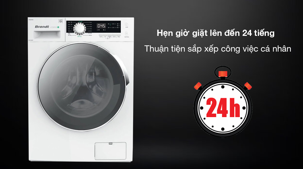 Máy giặt Brandt 12 kg WFB124QWA - Hẹn giờ giặt lên đến 24 tiếng