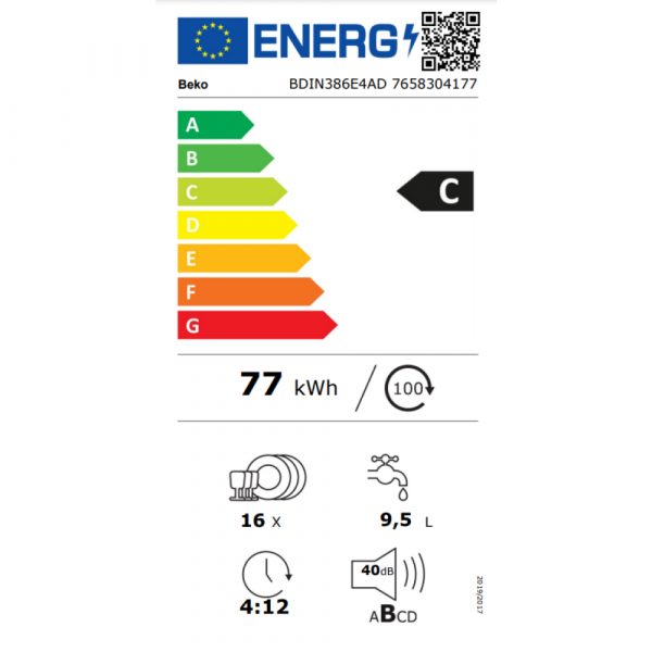 Máy rửa bát âm tủ Beko BDIN386E4AD