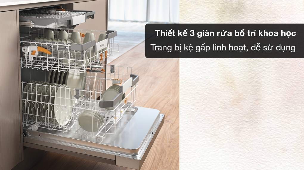 Máy rửa bát bán âm Miele G 7210 SCi CleanSteel - Hệ thống giàn rửa thiết kế khoa học