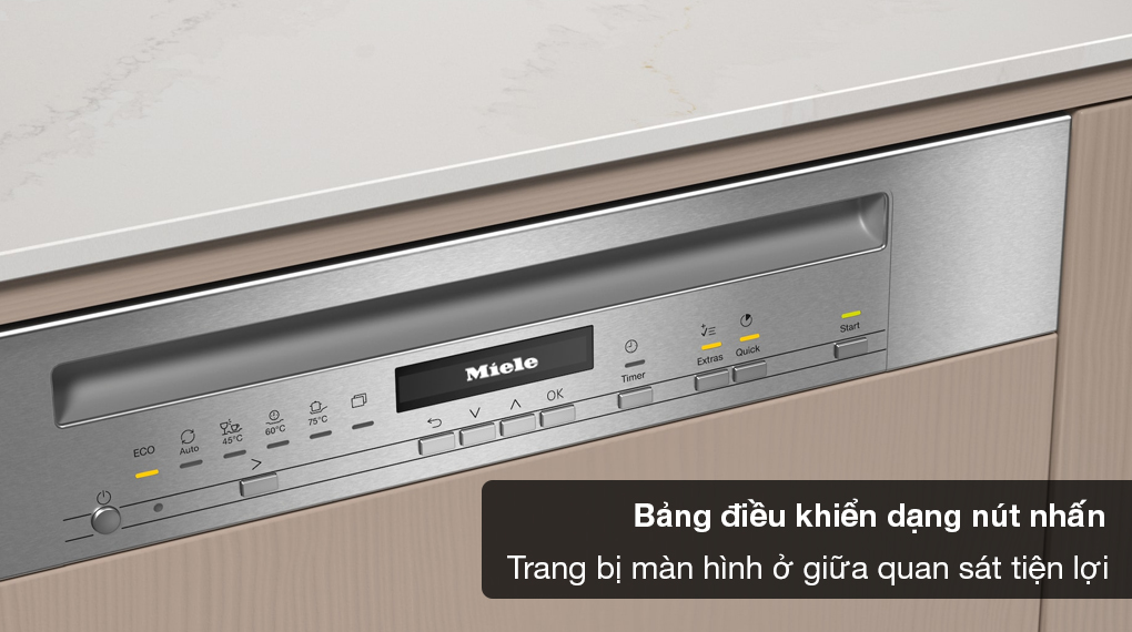 Máy rửa bát bán âm Miele G 7210 SCi CleanSteel - Bảng điều khiển nút nhấn dễ sử dụng