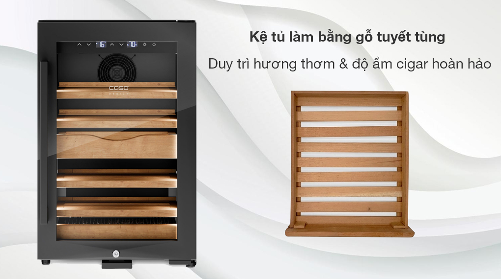 Tủ bảo quản cigar Caso 676 Humidor H45 200 điếu - Kệ tủ làm bằng gỗ tuyết tùng