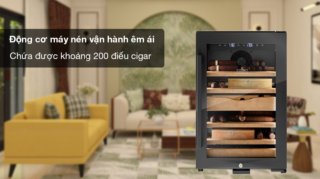 Tủ bảo quản cigar Caso 676 Humidor H45 200 điếu - Động cơ máy nén vận hành êm ái