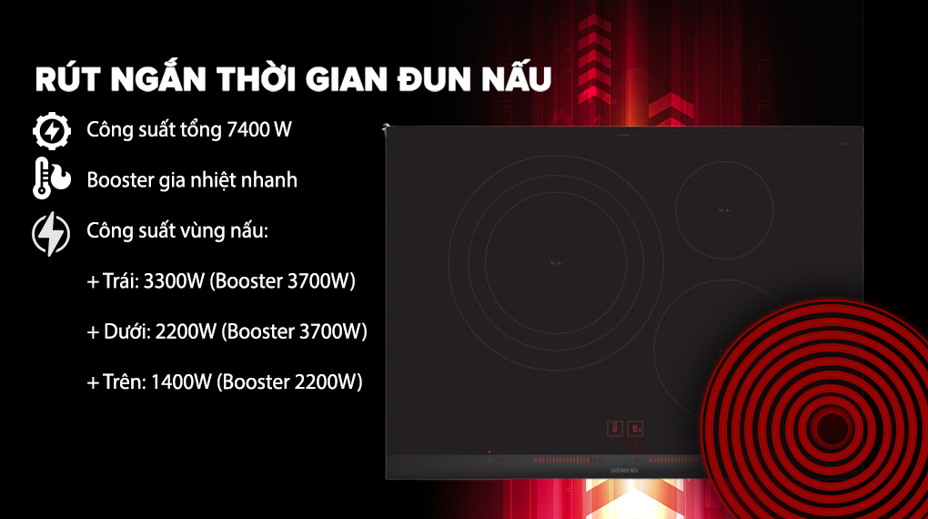 Bếp từ 3 vùng nấu Siemens EH775LDC1E iQ300 7400 W