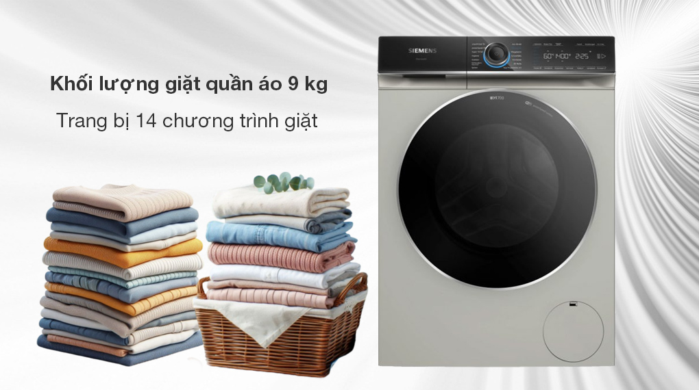 Máy giặt Siemens 9 kg WG44B20X40 iQ700 - Khối lượng giặt 9 kg