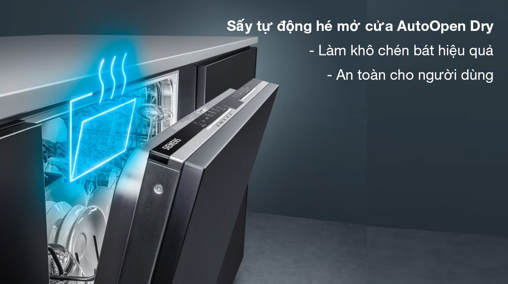 Máy rửa bát âm tủ Siemens SN87TX02CE iQ700 - An toàn với cơ chế sấy tự động hé mở cửa AutoOpen Dry