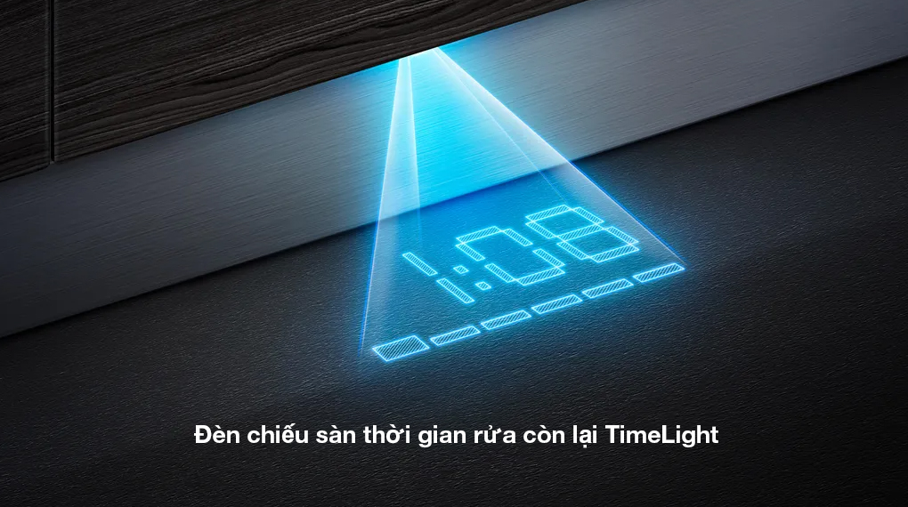Máy rửa bát âm tủ Siemens SN87TX02CE iQ700 - Đèn chiếu sàn thời gian rửa còn lại TimeLight