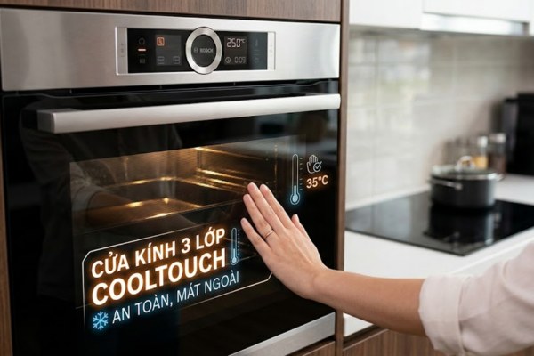 Lò nướng kèm hấp Bosch HSG7361B1 Series 8 âm tủ 19 Cửa kính 3 lớp CoolTouch của Lò vi sóng kèm hấp Bosch HSG7361B1 Serie 8
