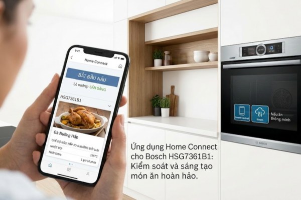 Lò nướng kèm hấp Bosch HSG7361B1 Series 8 âm tủ 23 Ứng dụng Home Connect của Lò vi sóng kèm hấp Bosch HSG7361B1 Serie 8