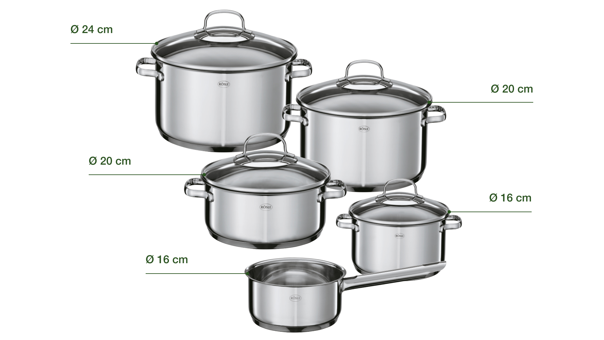 Bộ nồi inox 5 món Rösle 130141 Elegance