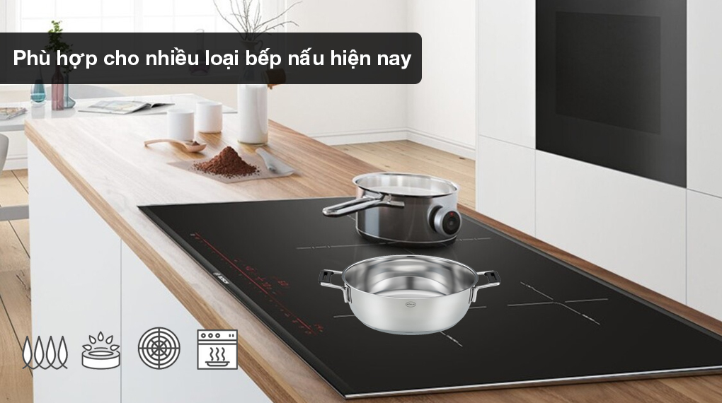 Chảo inox 2 quai Rösle 910950 SILENCE PRO - Phù hợp với nhiều loại bếp