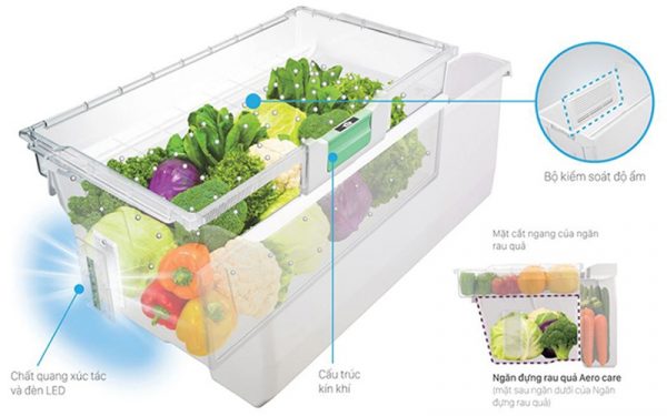 Tủ lạnh hiện đại có thể điều chỉnh độ ẩm ngăn rau củ, giúp rau quả tươi lâu hơn