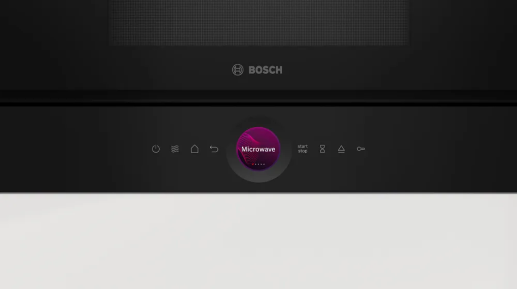 Lò vi sóng kèm nướng Bosch BER7321B1 Series 8 âm tủ - Vòng điều khiển kỹ thuật số Sensor kết hợp màn hình cảm ứng TFT Lò vi sóng kèm nướng Bosch BER7321B1 Series 8 âm tủ