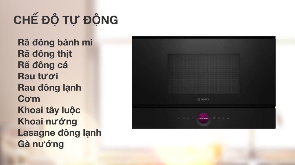 Lò vi sóng kèm nướng Bosch BER7321B1 Series 8 âm tủ - Chế độ tự động Lò vi sóng kèm nướng Bosch BER7321B1 Series 8 âm tủ