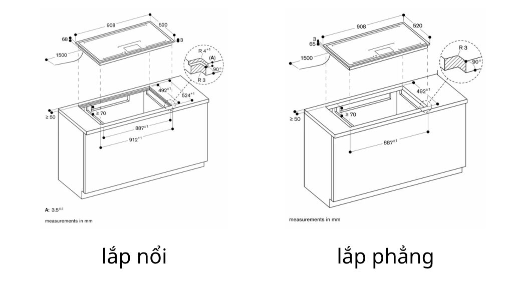 Bếp từ đa điểm Gaggenau CX492111 Series 400 7400 W - thông số lắp đặt 6
