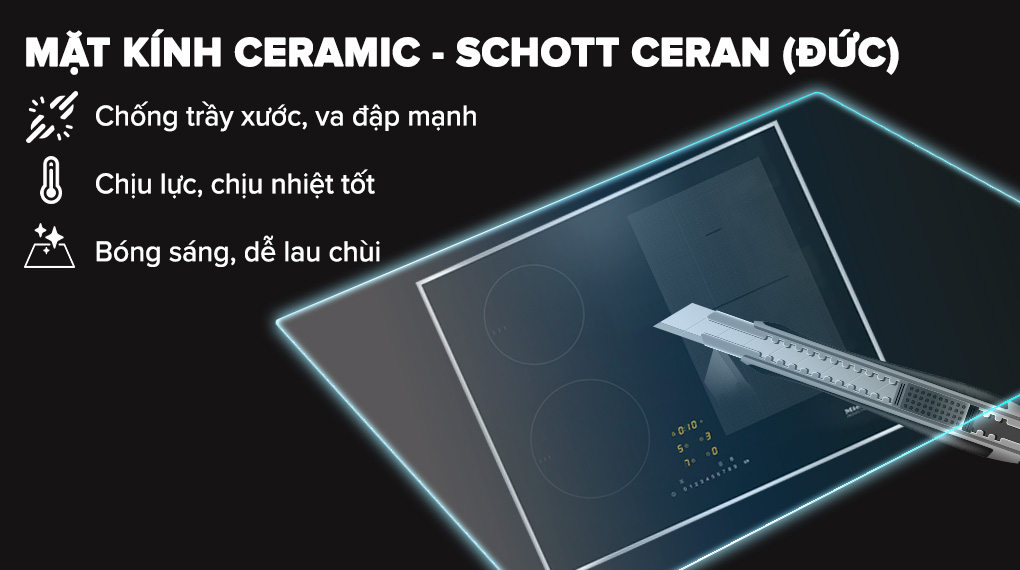 Bếp từ 4 vùng nấu Miele KM 7464 FR 7300 W - Mặt kính CERAMIC - SCHOTT CERAN (ĐỨC) bep tu 4 vung nau miele km 7464 fr 7300 w 6