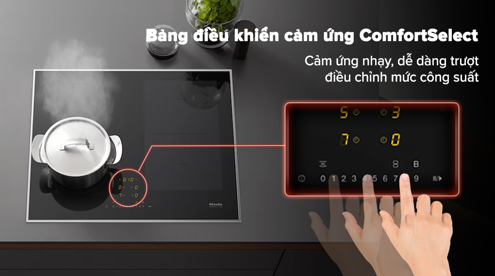 Bếp từ 4 vùng nấu Miele KM 7464 FR 7300 W - Bảng điều khiển ComfortSelect bep tu 4 vung nau miele km 7464 fr 7300 w 7
