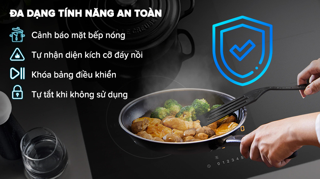 Bếp từ 4 vùng nấu Miele KM 7464 FR 7300 W - Tính năng an toàn bep tu 4 vung nau miele km 7464 fr 7300 w 8