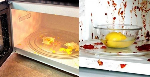 Thức ăn cháy khiến lò vi sóng sinh mùi khét