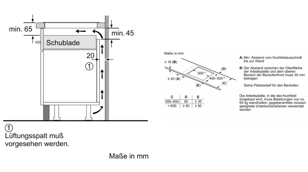 Bếp từ đa điểm Bosch PXX690HC1E Series 6 Accent Line 7400 W - thông số lắp đặt 6 1