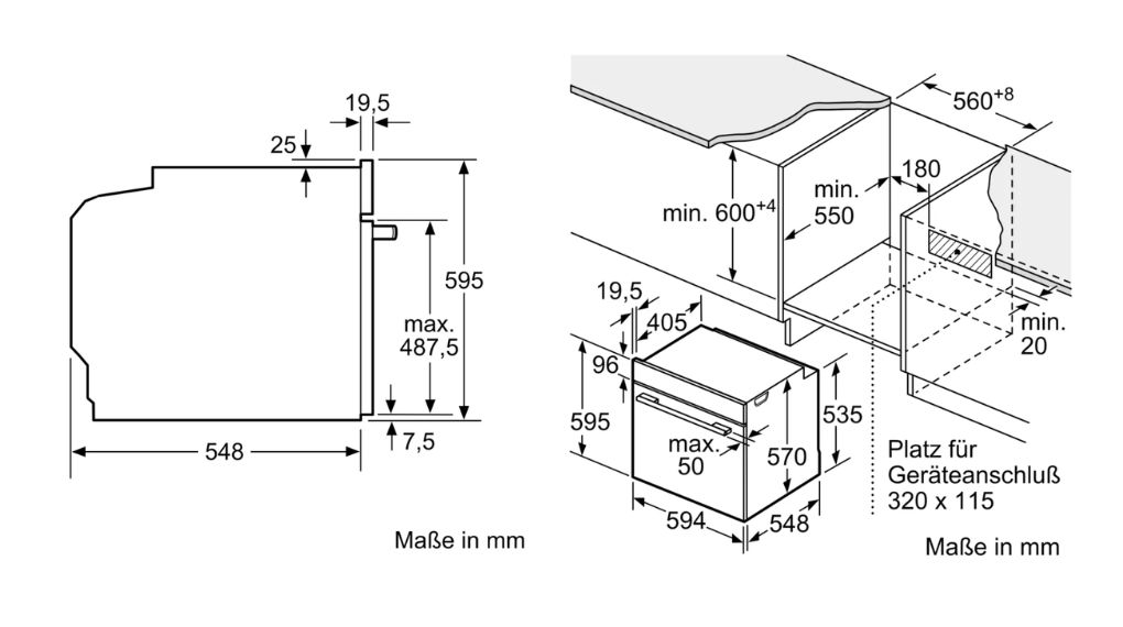 Lò nướng Bosch HBG4795B7 Series 6 Accent Line âm tủ - thông số lắp đặt 7