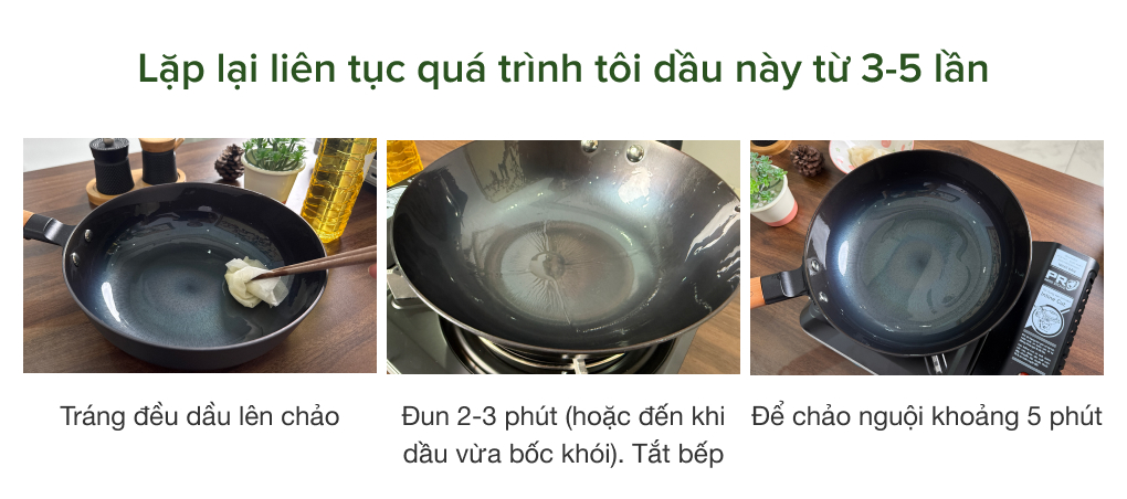 Hướng dẫn tôi dầu chảo gang La gourmet - Bắt đầu tôi dầu Hướng dẫn tôi dầu chảo gang La gourmet